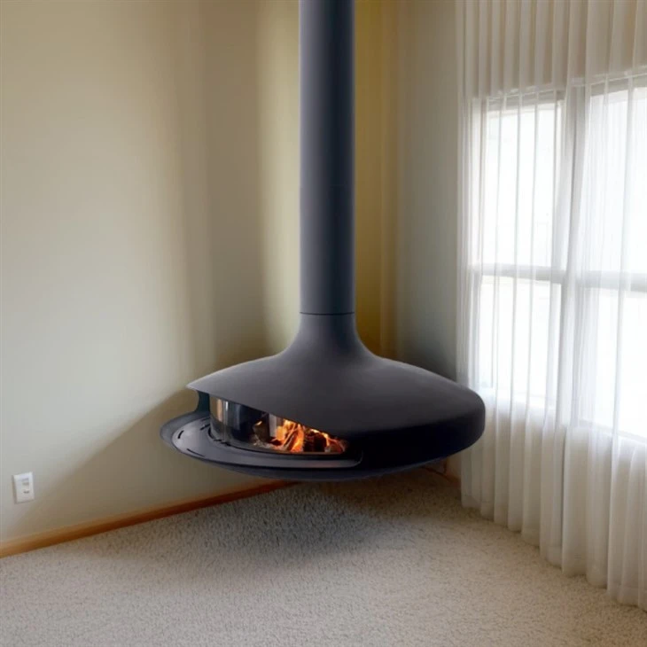 Black Color Indoor Freestanding Steel Fireplace