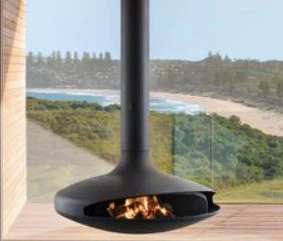 Indoor Rotated Black Color Hanging Fireplace