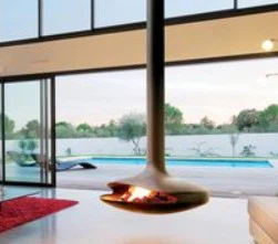 Indoor Rotated Black Color Hanging Fireplace